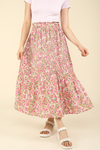 Pleated Floral Maxi Skirt