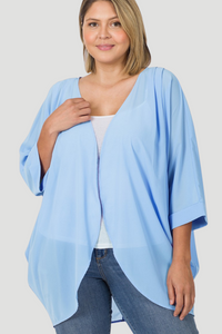 Pleated Shoulder Open Cardigan