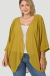 Pleated Shoulder Open Cardigan