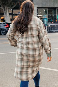 Plus Mint Plaid Long Shacket
