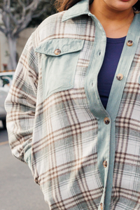 Plus Mint Plaid Long Shacket