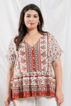 Plus Paisley Peplum Top