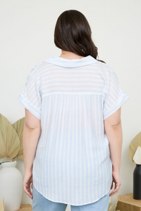 Plus Striped Collared Shirt