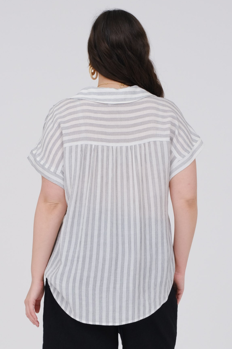 Plus Striped Collared Shirt