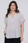 Plus Striped Collared Shirt