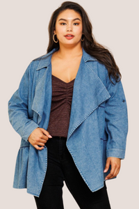 Plus Denim Cardigan