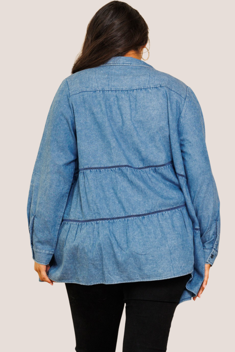 Plus Denim Cardigan