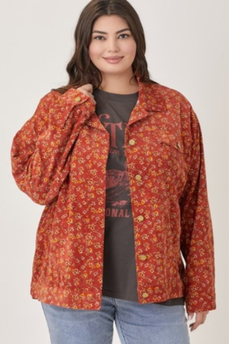 Plus Rust Floral Jacket