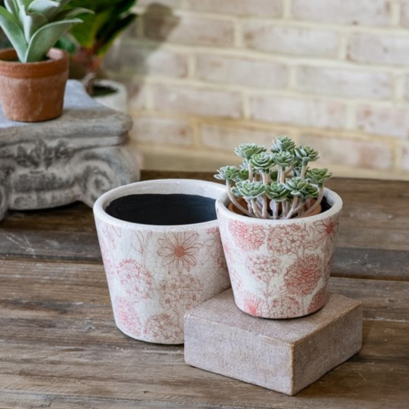 Red Floral Garden Pot