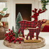 Red Plaid Enamel Deer