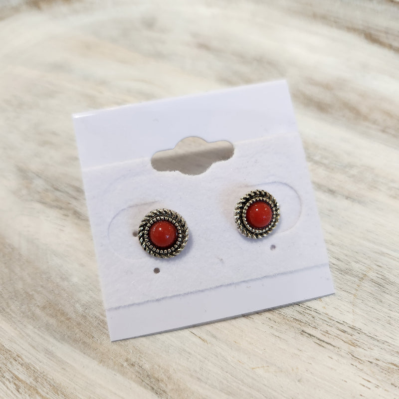 Red Stud Earrings