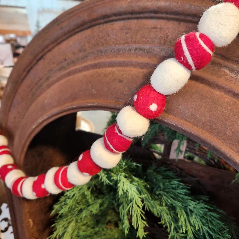 Red White Pom Garland