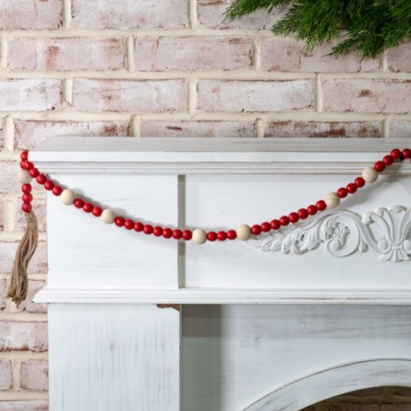 Red Wood Bead Garland