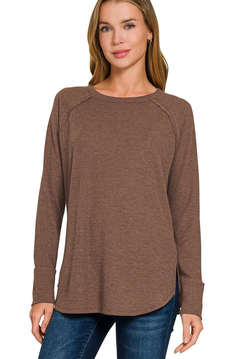 Relaxed Waffle Long Sleeve Top