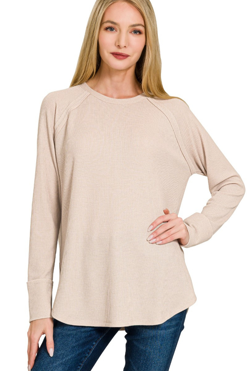Relaxed Waffle Long Sleeve Top