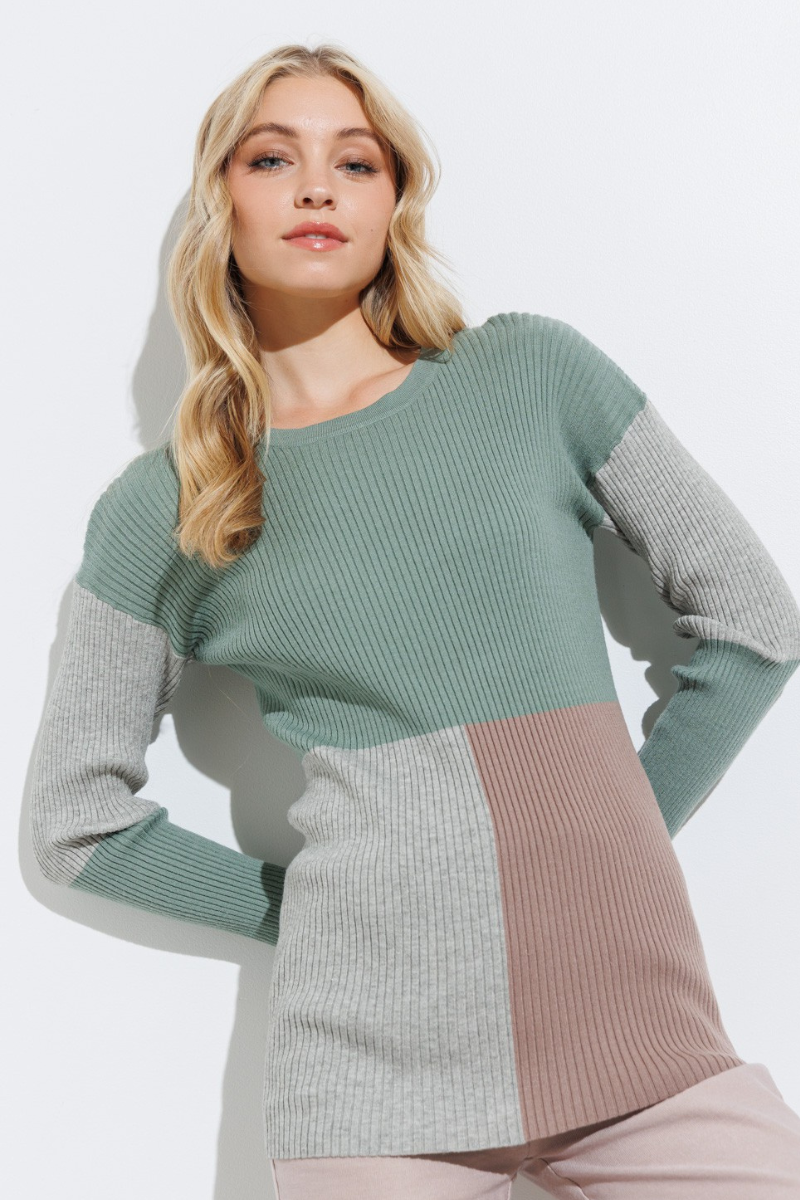 Ribbed Colorblock Sweater