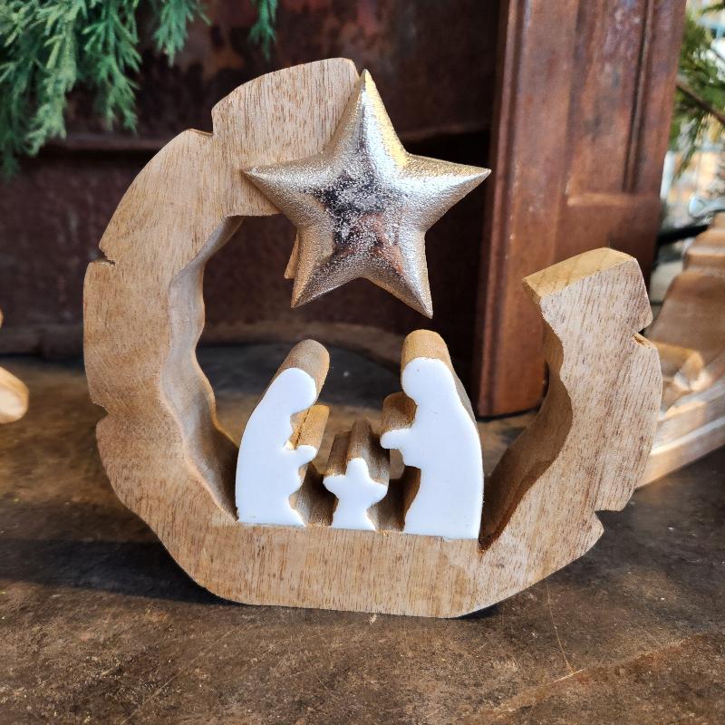 Round Carved Nativity