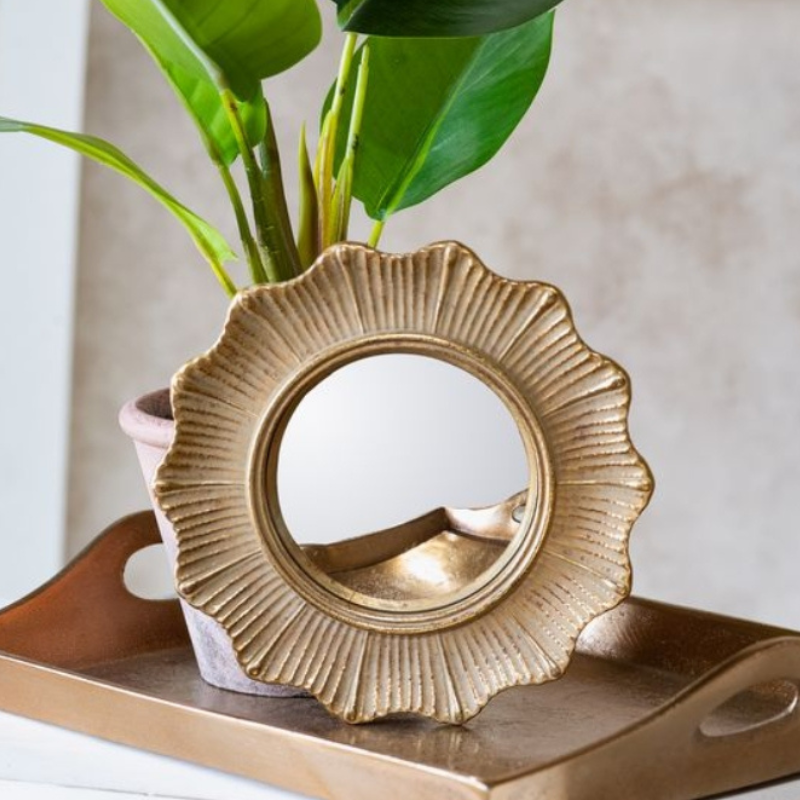 Round Deco Edge Gold Wall Mirror