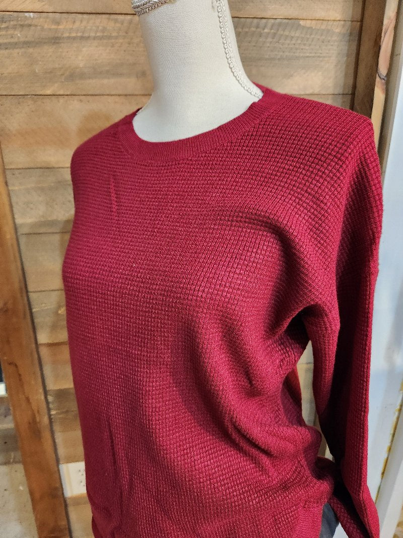 Round Neck Thermal Top cranberry