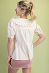 Ruffle Peter Pan Collar Babydoll Top