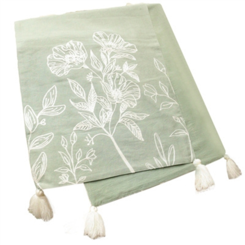 Sage Floral Table Runner