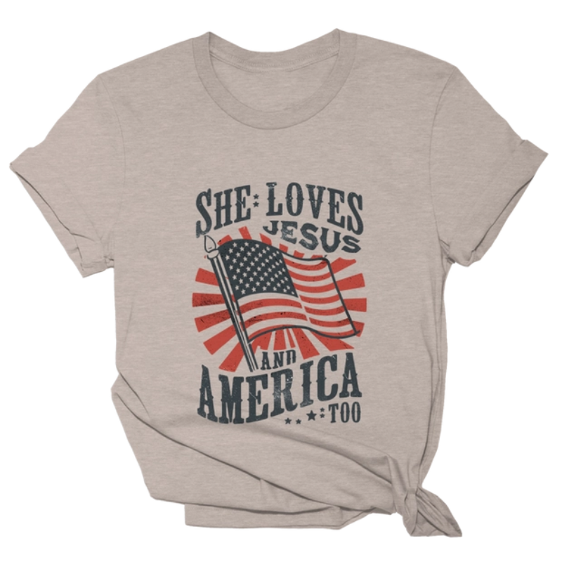 She Loves Jesus & America Tee