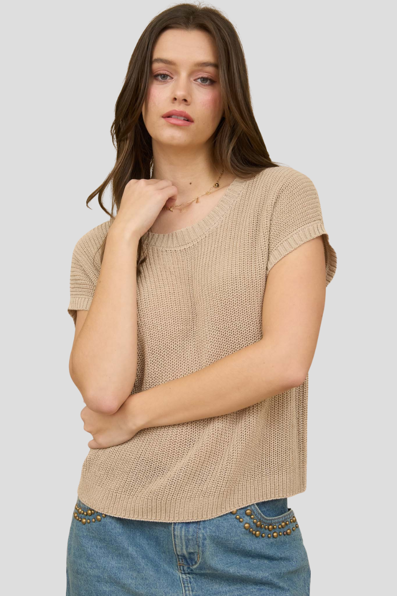 Short Sleeve Knit Pullover
