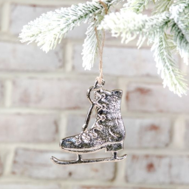 Silver Ice Skate Ornament