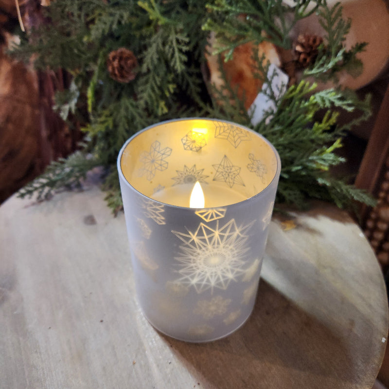 Snowflake Glass LED Candle