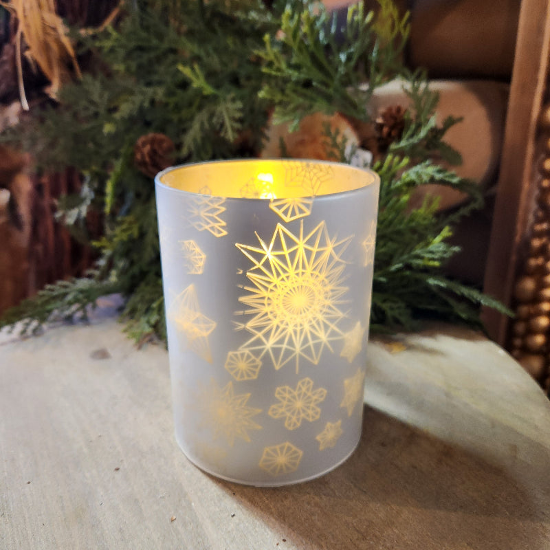 Snowflake Glass LED Candle