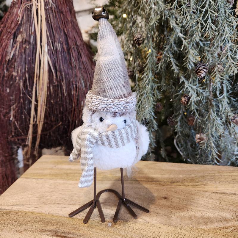 Standing Winter Bird with Plaid Hat