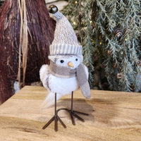 Standing Winter Bird with Stripe Hat