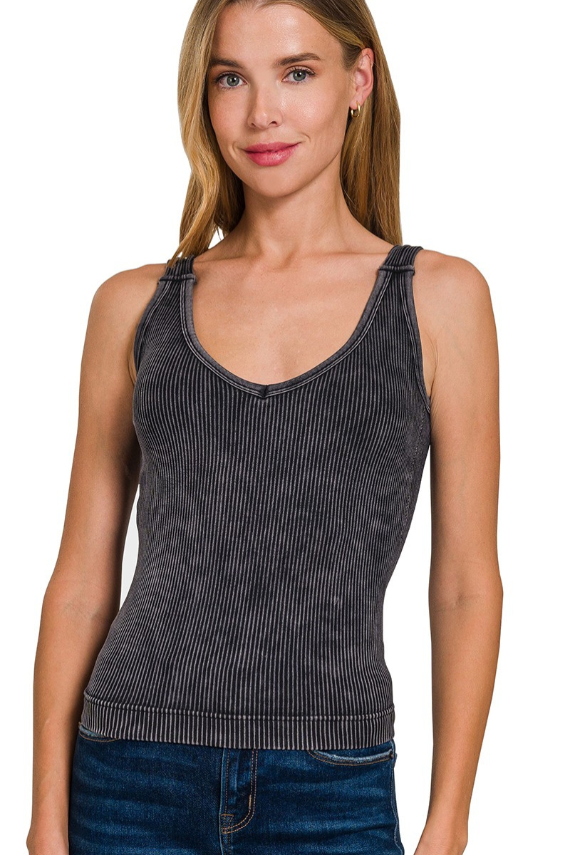 Stone Washed Ribbed Tank