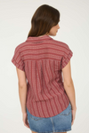 Striped Half Button Blouse