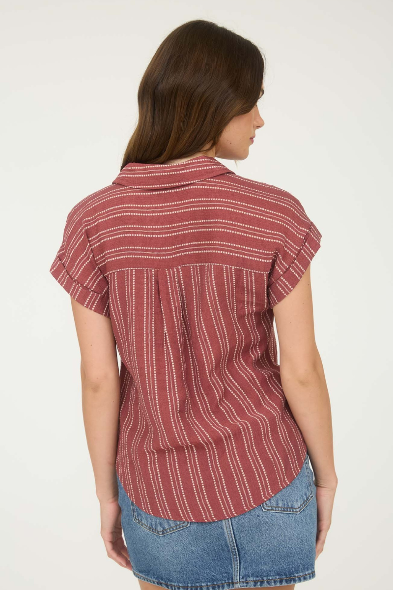 Striped Half Button Blouse