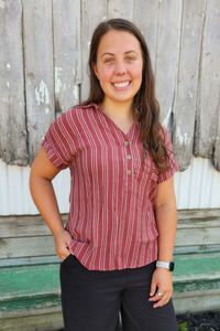 Striped Half Button Blouse