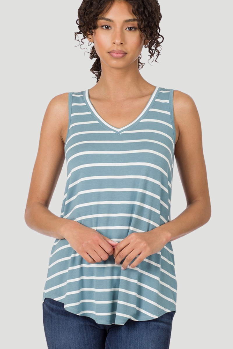 Striped V-Neck Tank