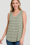 Striped V-Neck Tank