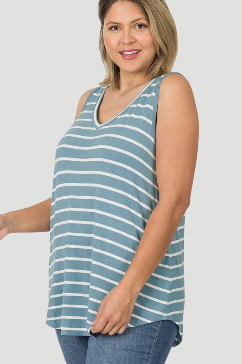 Striped V-Neck Tank
