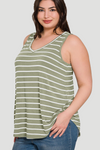 Striped V-Neck Tank