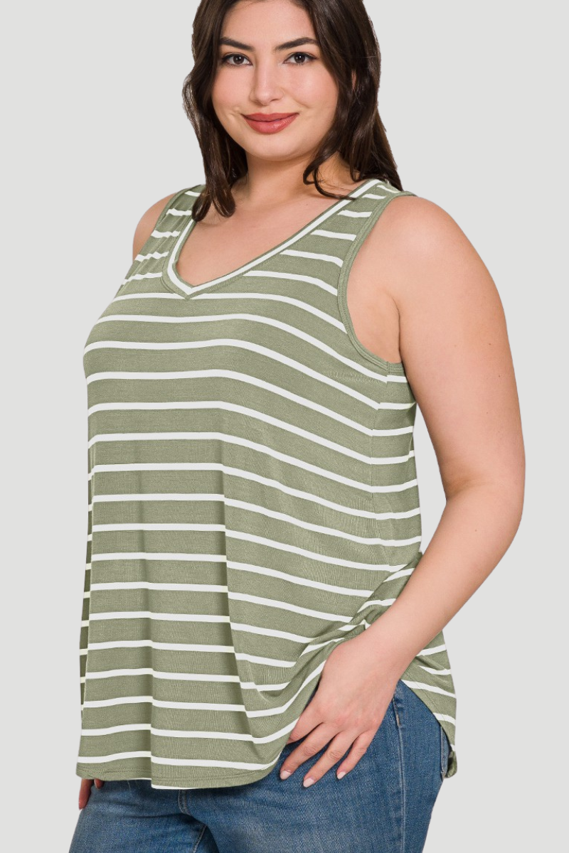Striped V-Neck Tank
