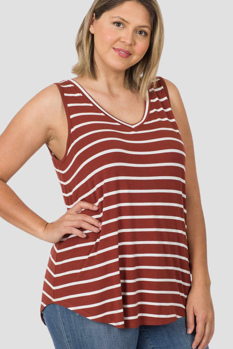 Striped V-Neck Tank