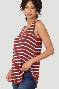 Striped V-Neck Tank
