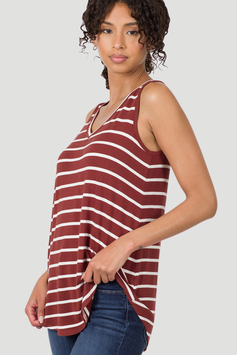 Striped V-Neck Tank