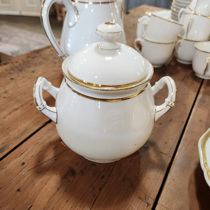 Vintage Gold Trim & White China