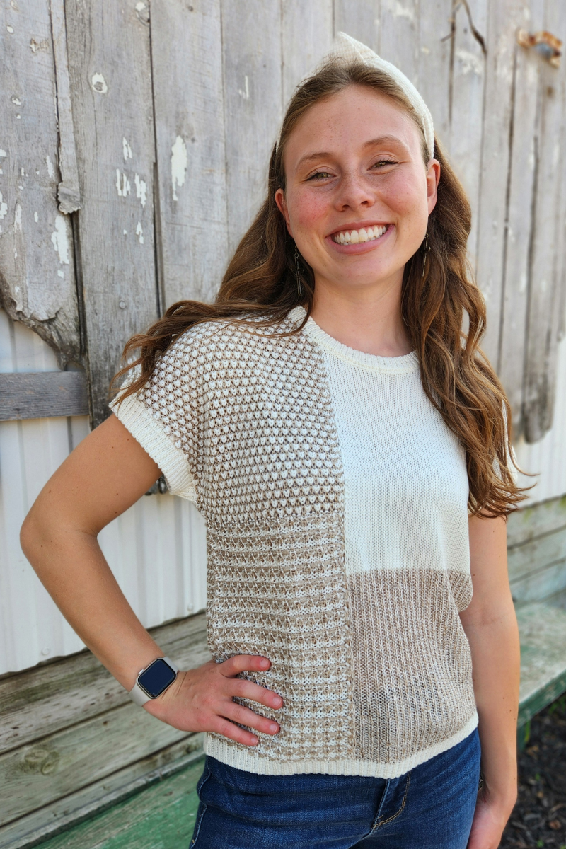 Taupe Colorblock Top