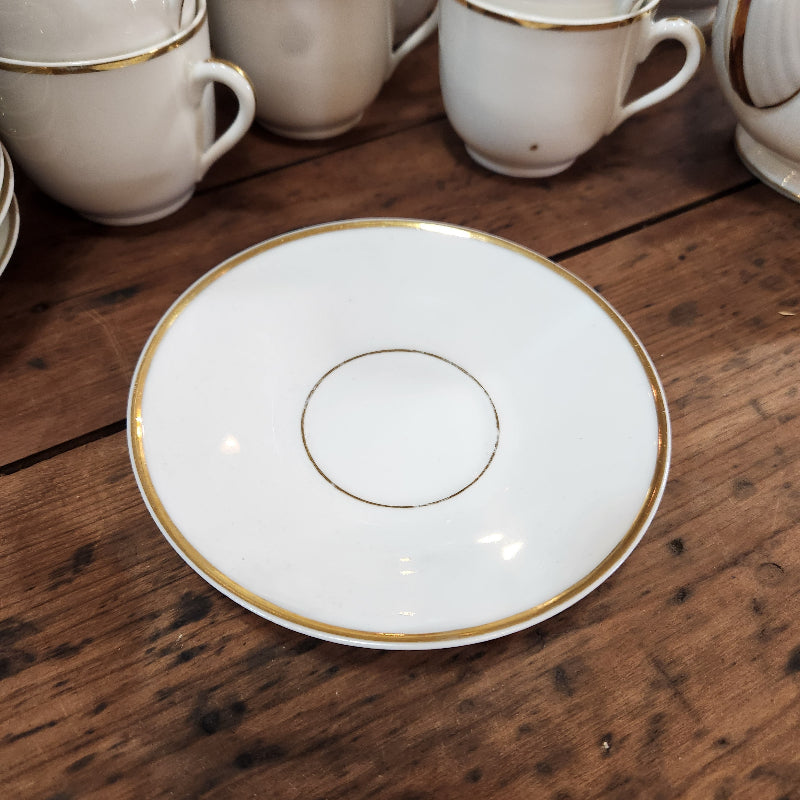 Vintage Gold Trim & White China