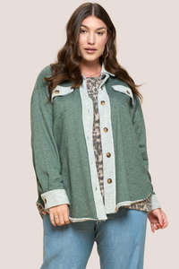 Two-Tone Terry Shacket