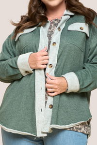 Two-Tone Terry Shacket