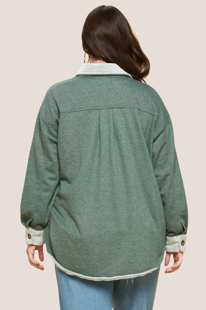 Two-Tone Terry Shacket